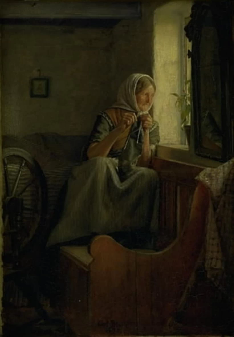La moglie di un vecchio contadino che guarda fuori da una finestra, 1874 - Statens Museum for Kunst